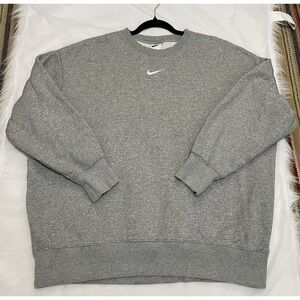 Vintage Nike Mens L Grey Center Swoosh Middle Logo‎ Sweatshirt Gray Crew Neck